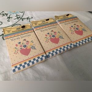 Lot of 3 American Greetings party invitations, featuring a heart and floral